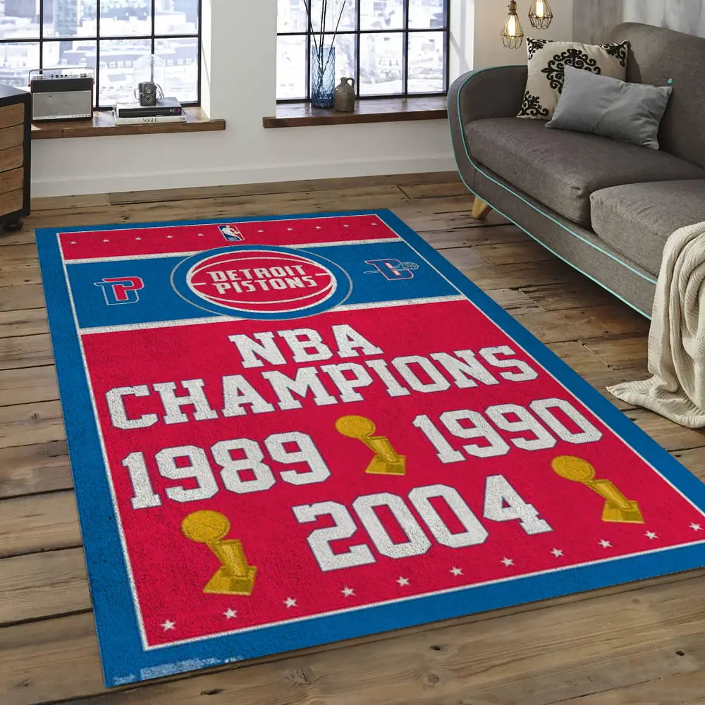 Detroit Pistons Area Rug, NBA Floor Decor, Non-Slip for Basketball Fans 289977