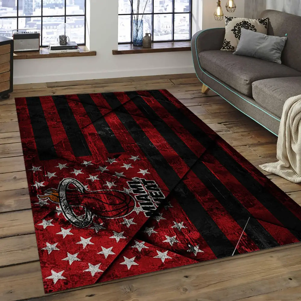 Miami Heat Area Rug, NBA Floor Decor, Non-Slip for Basketball Fans 289811