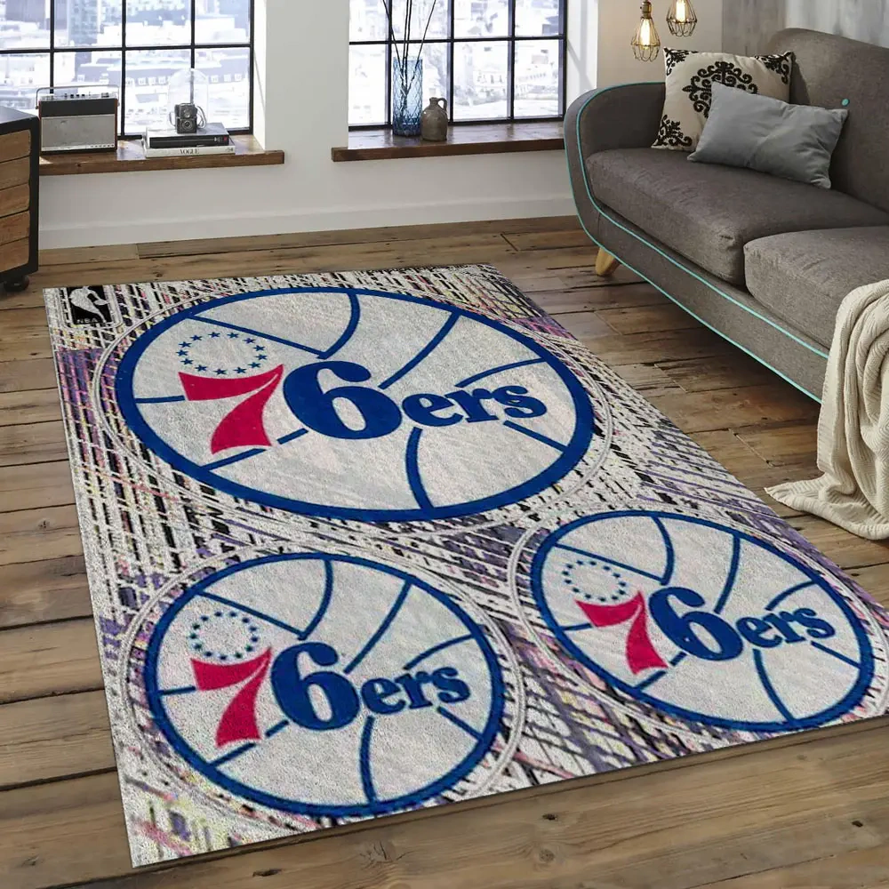 Philadelphia 76ers Area Rug, NBA Floor Decor, Non-Slip for Basketball Fans 2891089