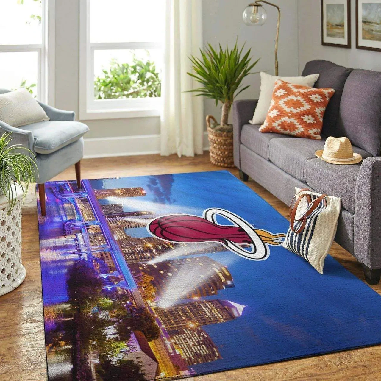 Miami Heat Area Rug, NBA Floor Decor, Non-Slip for Basketball Fans 2891287