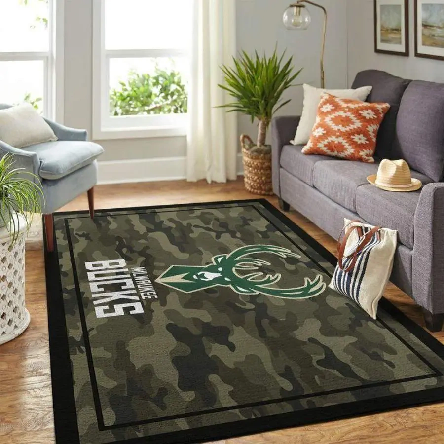Milwaukee Bucks Area Rug, NBA Floor Decor, Non-Slip for Basketball Fans 2891324