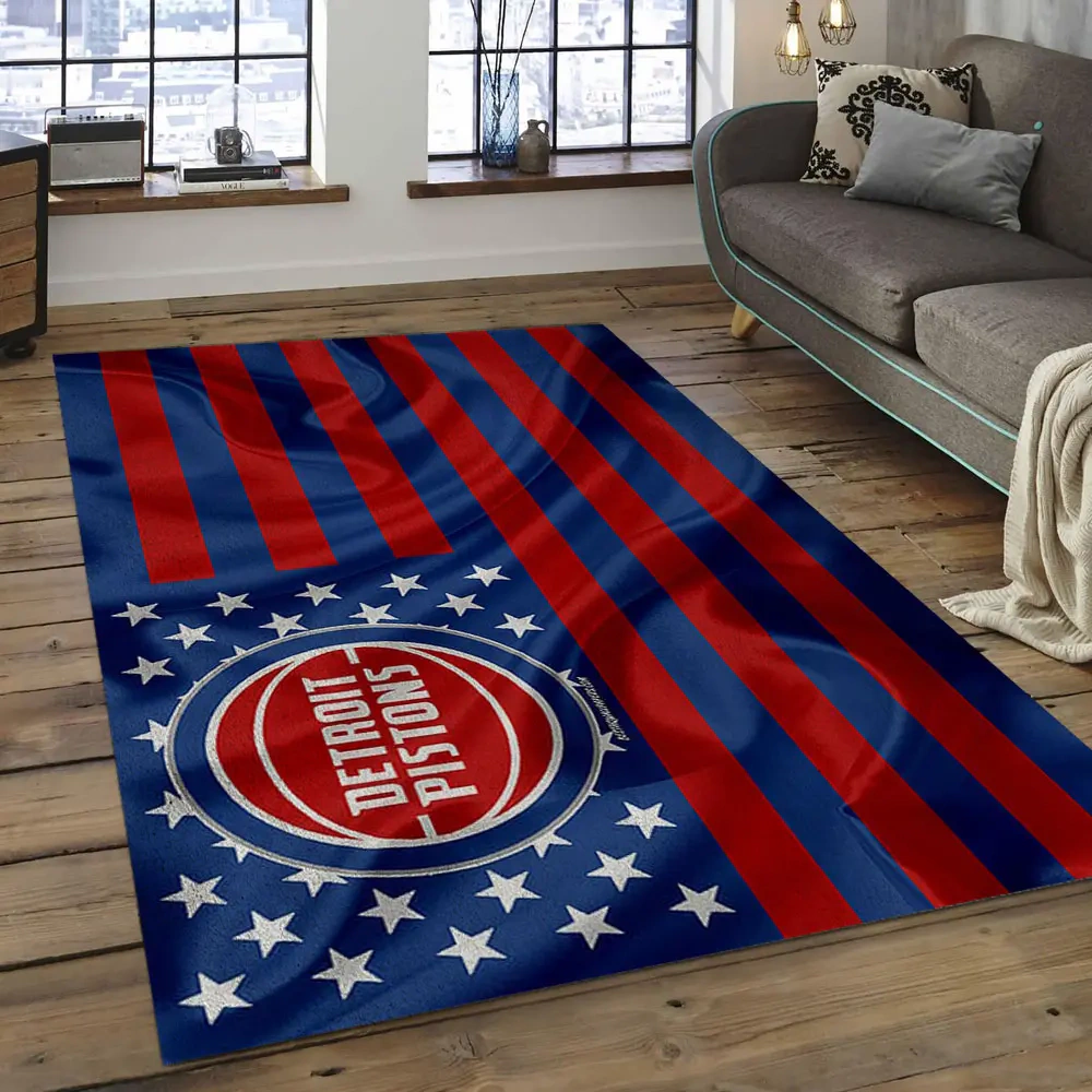 Detroit Pistons Area Rug, NBA Floor Decor, Non-Slip for Basketball Fans 289986