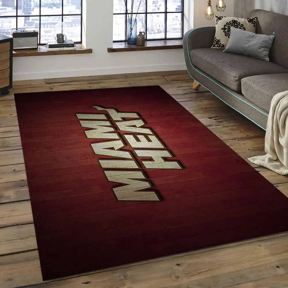 Miami Heat Area Rug, NBA Floor Decor, Non-Slip for Basketball Fans 289805