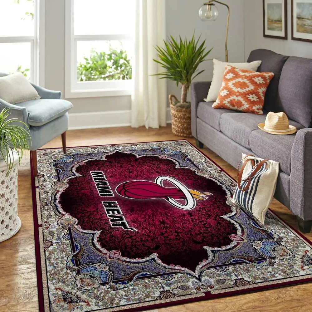 Miami Heat Area Rug, NBA Floor Decor, Non-Slip for Basketball Fans 2891288
