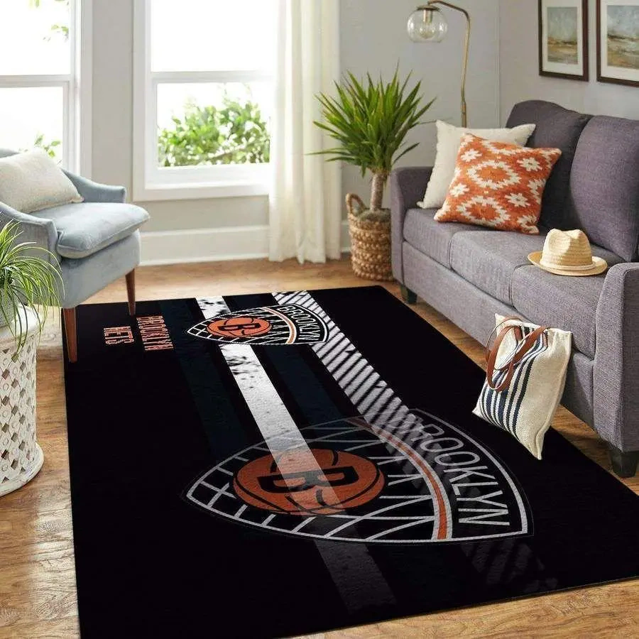 Brooklyn Nets Area Rug, NBA Floor Decor, Non-Slip for Basketball Fans 2891206