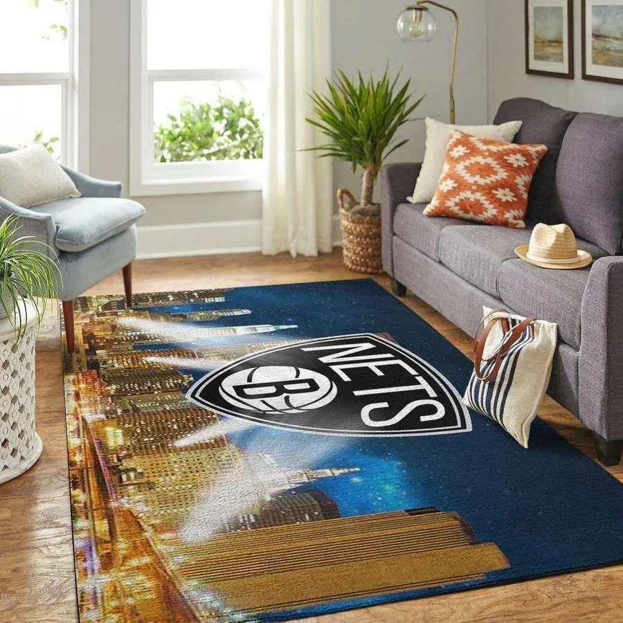 Brooklyn Nets Area Rug, NBA Floor Decor, Non-Slip for Basketball Fans 2891208