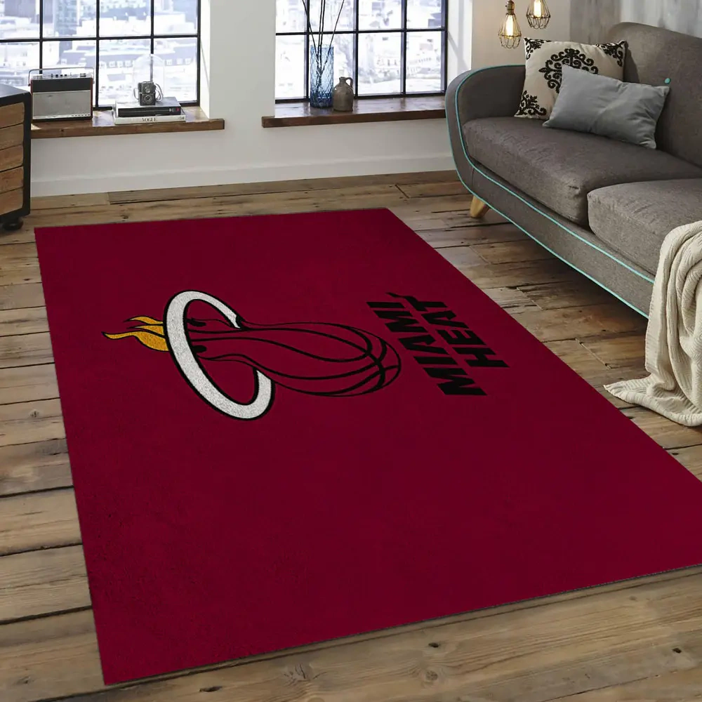 Miami Heat Area Rug, NBA Floor Decor, Non-Slip for Basketball Fans 289847