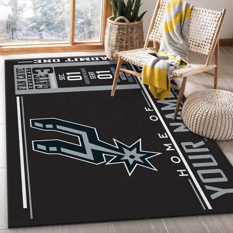 San Antonio Spurs Area Rug, NBA Floor Decor, Non-Slip for Basketball Fans 2891132
