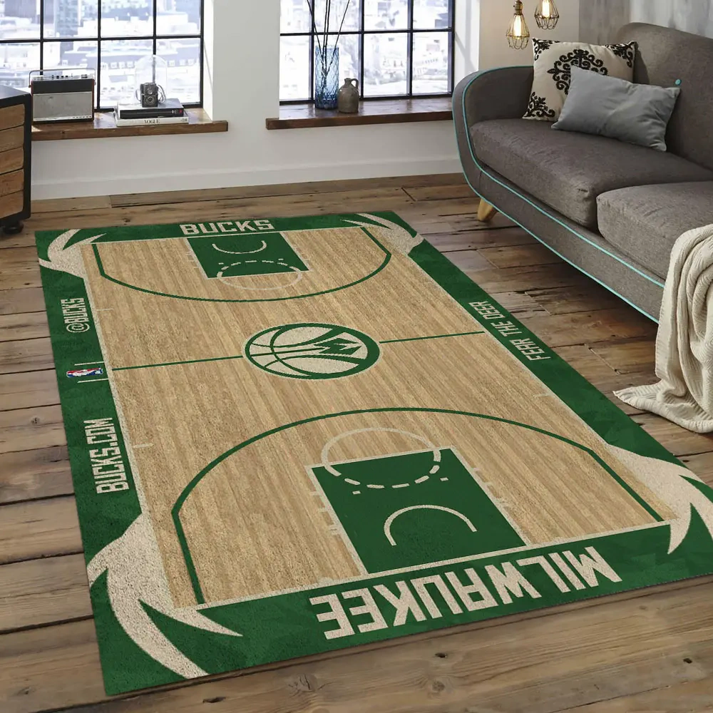 Milwaukee Bucks Area Rug, NBA Floor Decor, Non-Slip for Basketball Fans 2891003
