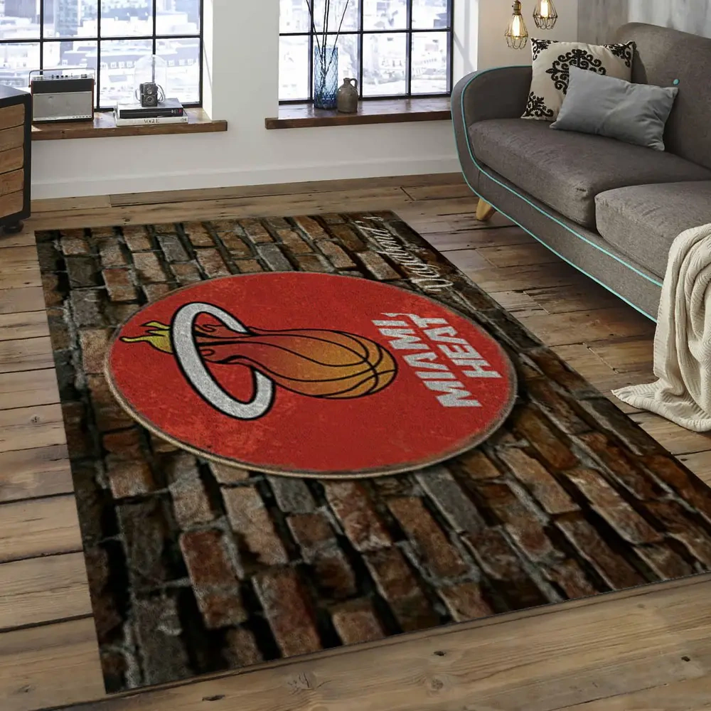 Miami Heat Area Rug, NBA Floor Decor, Non-Slip for Basketball Fans 289802