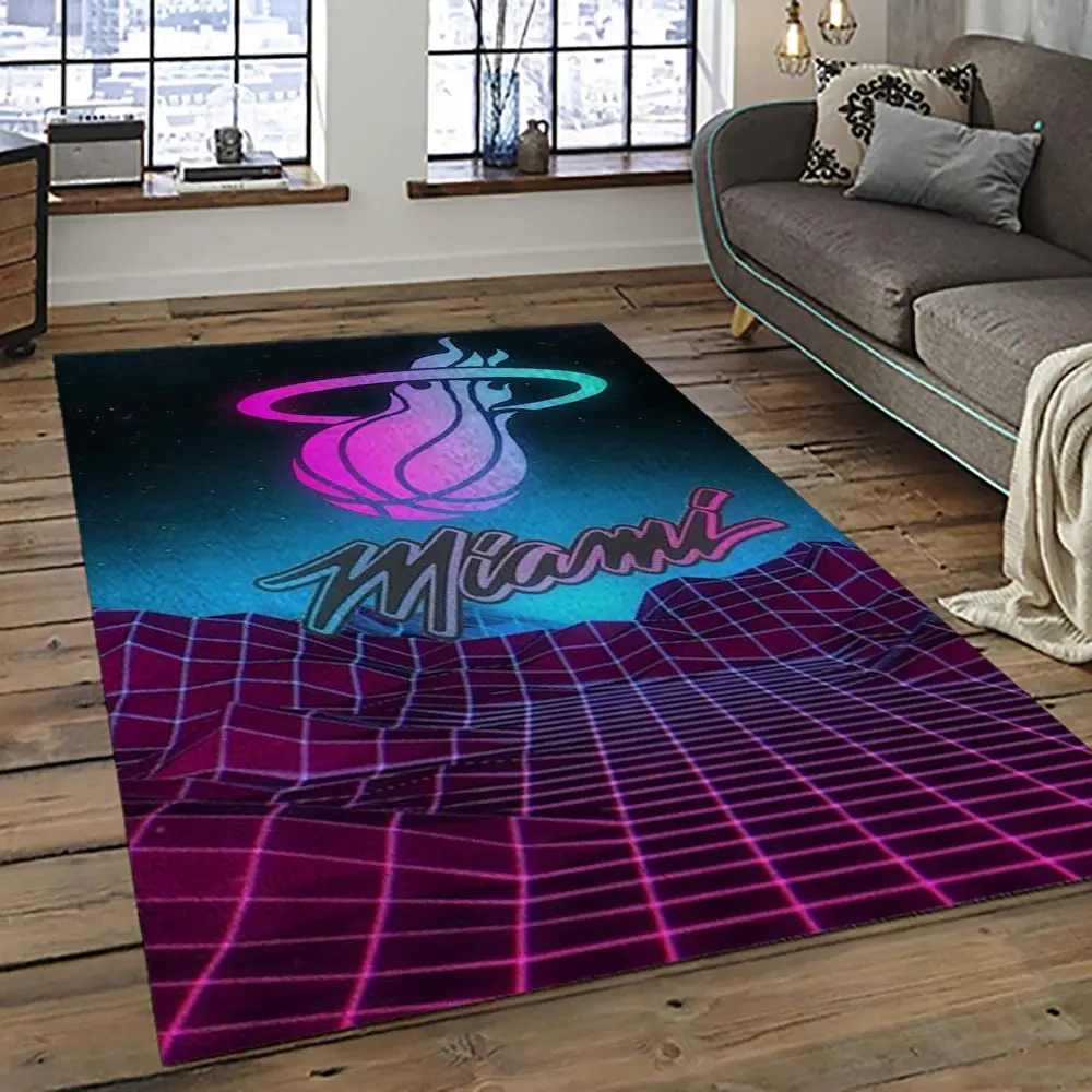 Miami Heat Area Rug, NBA Floor Decor, Non-Slip for Basketball Fans 289201