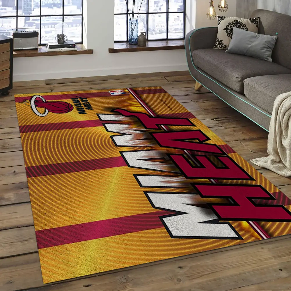 Miami Heat Area Rug, NBA Floor Decor, Non-Slip for Basketball Fans 289808