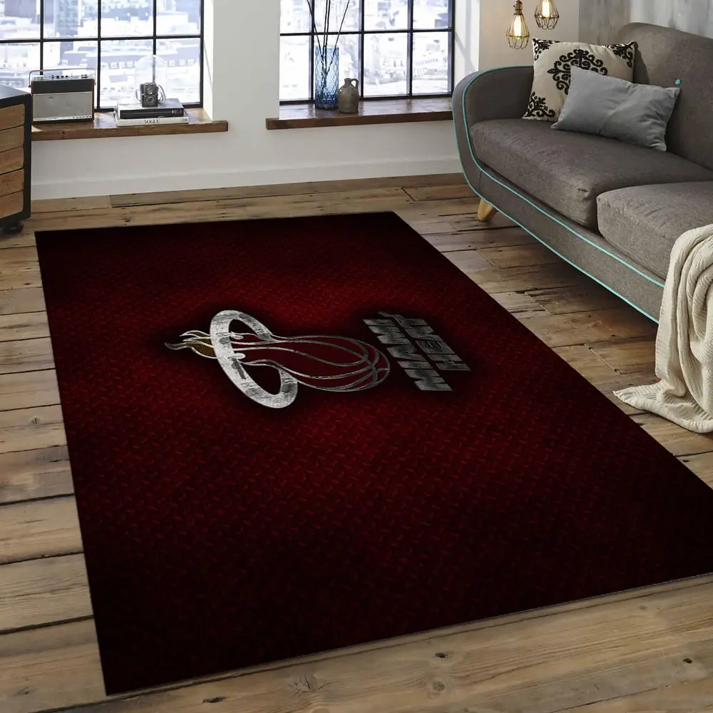 Miami Heat Area Rug, NBA Floor Decor, Non-Slip for Basketball Fans 289816