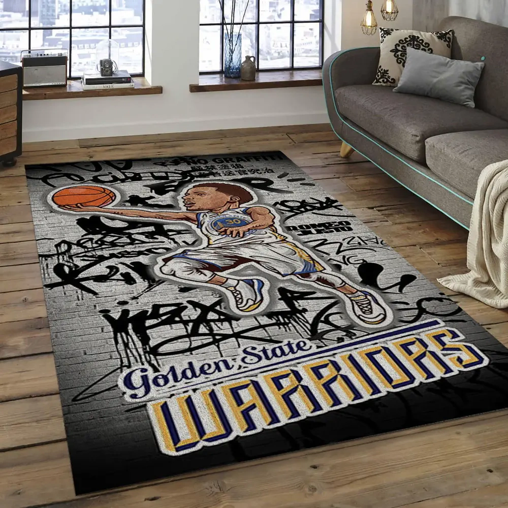 Golden State Warriors Area Rug, NBA Floor Decor, Non-Slip for Basketball Fans 289889