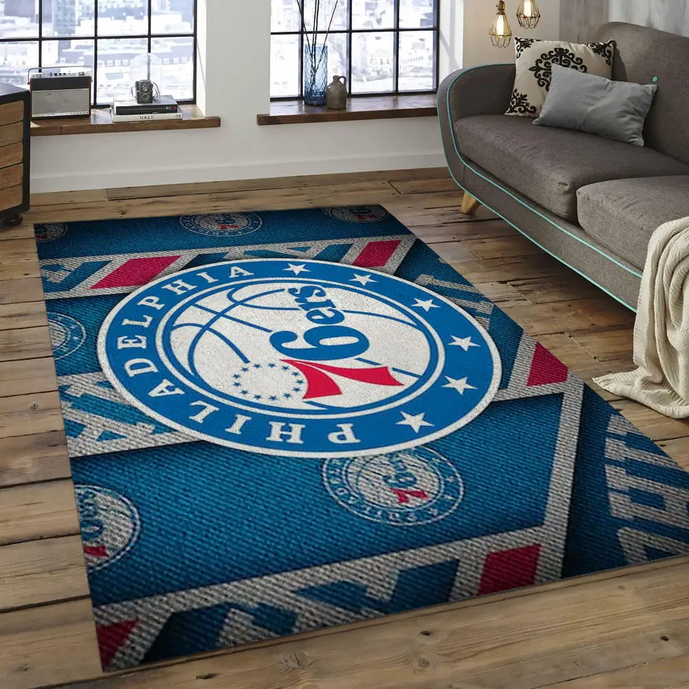 Philadelphia 76ers Area Rug, NBA Floor Decor, Non-Slip for Basketball Fans 2891090