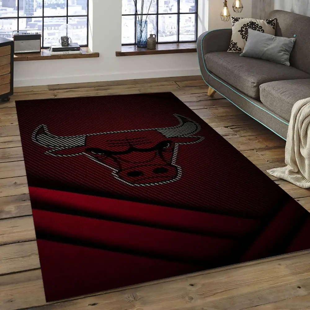Chicago Bulls Area Rug, NBA Floor Decor, Non-Slip for Basketball Fans 289737