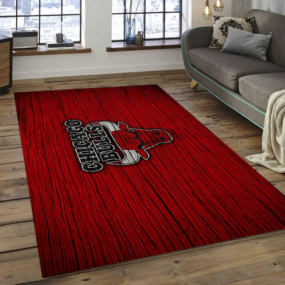Chicago Bulls Area Rug, NBA Floor Decor, Non-Slip for Basketball Fans 289744