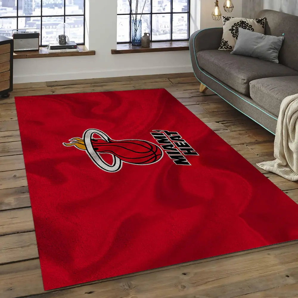 Miami Heat Area Rug, NBA Floor Decor, Non-Slip for Basketball Fans 289846