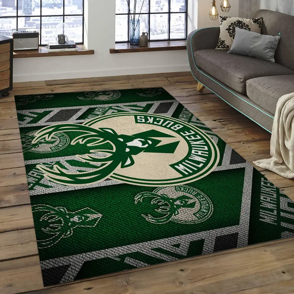 Milwaukee Bucks Area Rug, NBA Floor Decor, Non-Slip for Basketball Fans 2891012