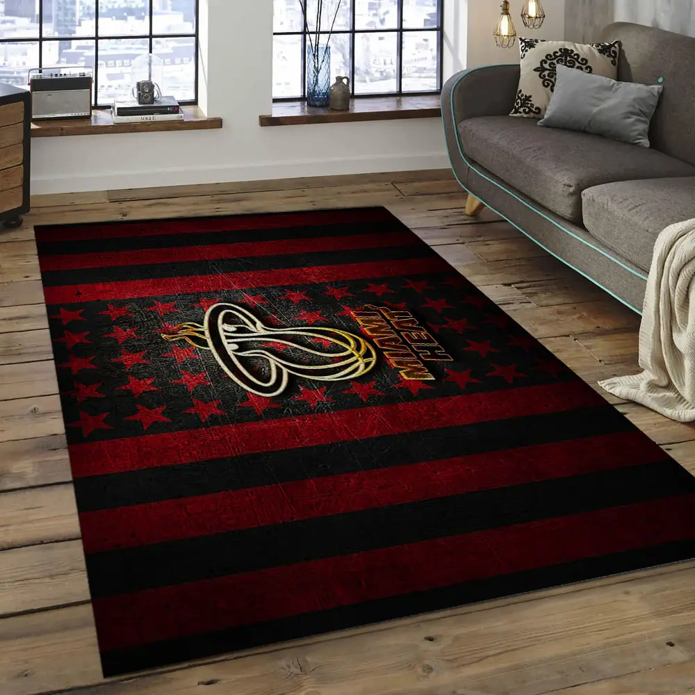 Miami Heat Area Rug, NBA Floor Decor, Non-Slip for Basketball Fans 289843