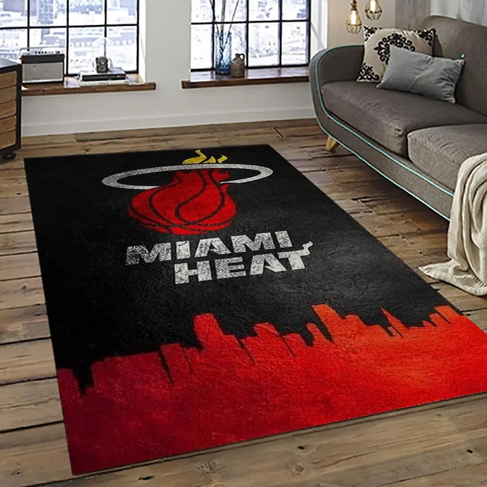 Miami Heat Area Rug, NBA Floor Decor, Non-Slip for Basketball Fans 289210
