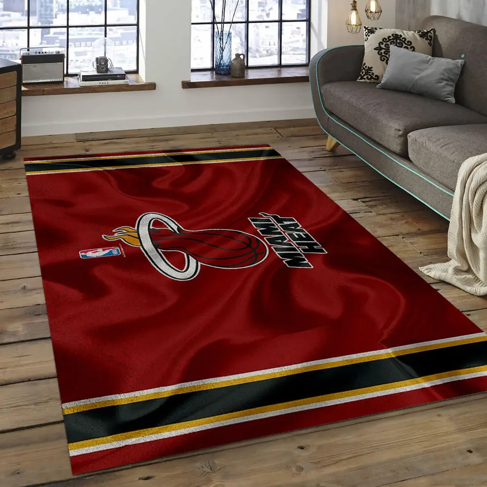 Miami Heat Area Rug, NBA Floor Decor, Non-Slip for Basketball Fans 289821