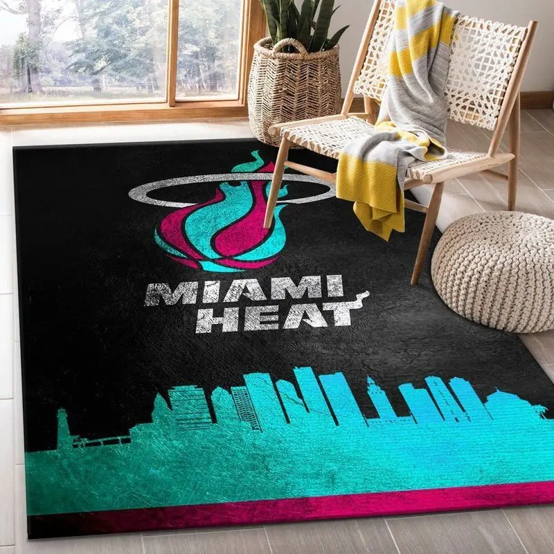 Miami Heat Area Rug, NBA Floor Decor, Non-Slip for Basketball Fans 2891293