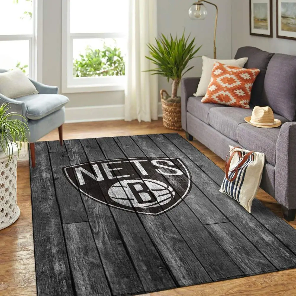 Brooklyn Nets Area Rug, NBA Floor Decor, Non-Slip for Basketball Fans 2891219
