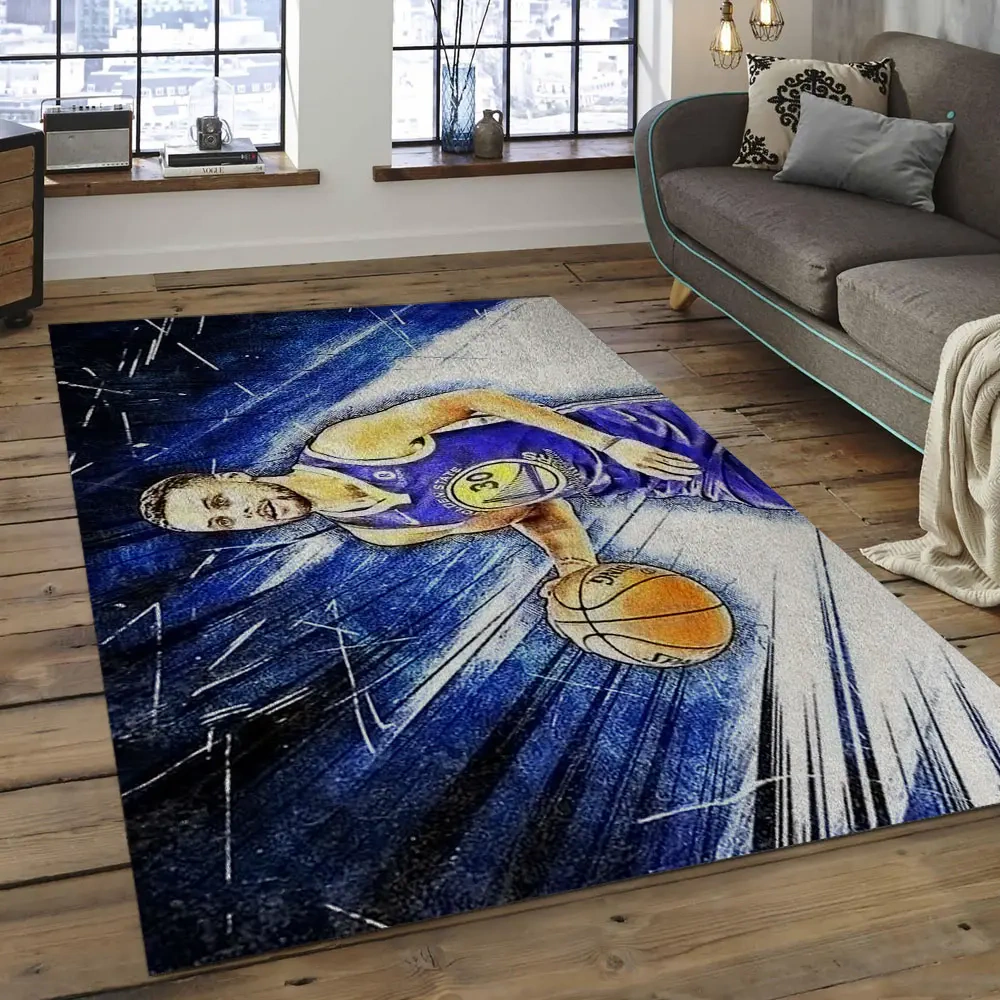 Golden State Warriors Area Rug, NBA Floor Decor, Non-Slip for Basketball Fans 289853