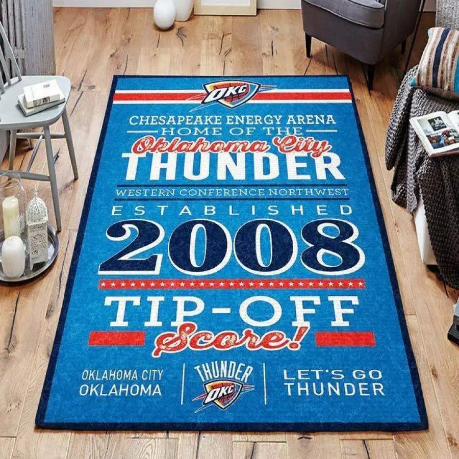 Oklahoma City Thunder Area Rug, NBA Floor Decor, Non-Slip for Basketball Fans 2891169