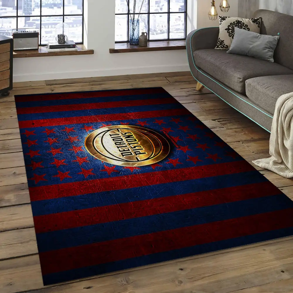 Detroit Pistons Area Rug, NBA Floor Decor, Non-Slip for Basketball Fans 289995