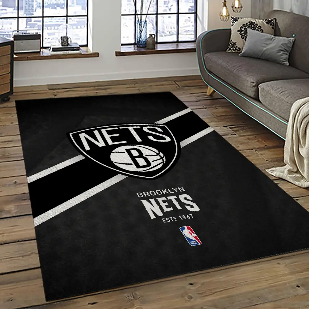 Brooklyn Nets Area Rug, NBA Floor Decor, Non-Slip for Basketball Fans 289281