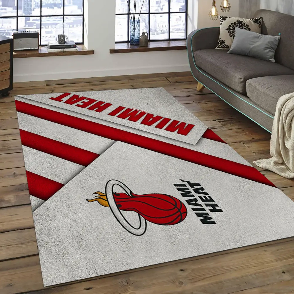 Miami Heat Area Rug, NBA Floor Decor, Non-Slip for Basketball Fans 289841