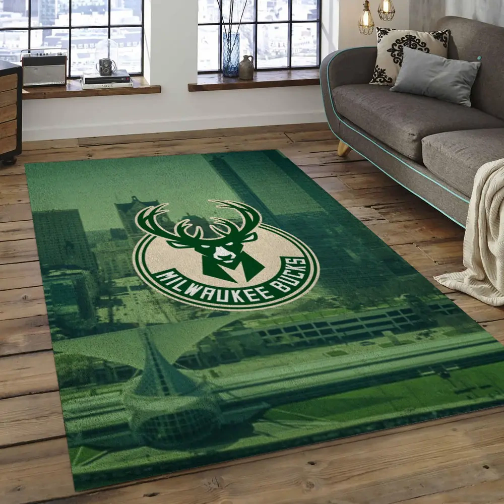 Milwaukee Bucks Area Rug, NBA Floor Decor, Non-Slip for Basketball Fans 2891009