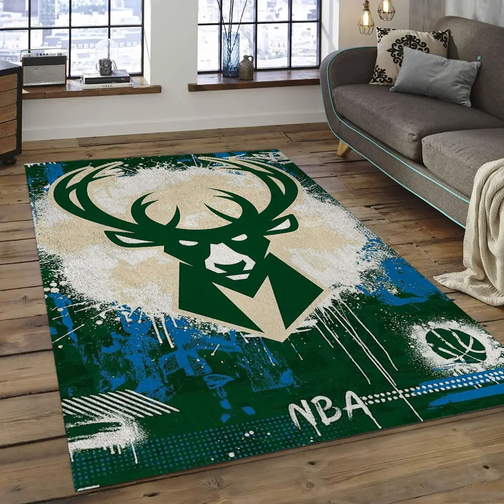 Milwaukee Bucks Area Rug, NBA Floor Decor, Non-Slip for Basketball Fans 2891015