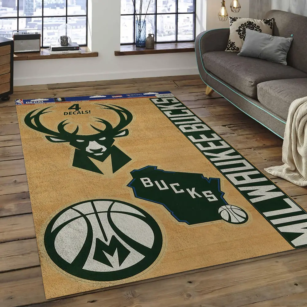 Milwaukee Bucks Area Rug, NBA Floor Decor, Non-Slip for Basketball Fans 2891013
