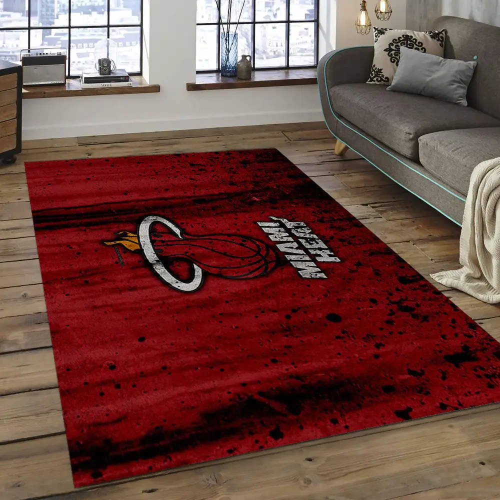 Miami Heat Area Rug, NBA Floor Decor, Non-Slip for Basketball Fans 289817