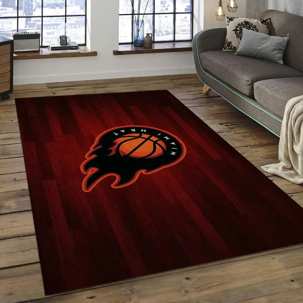 Miami Heat Area Rug, NBA Floor Decor, Non-Slip for Basketball Fans 289801