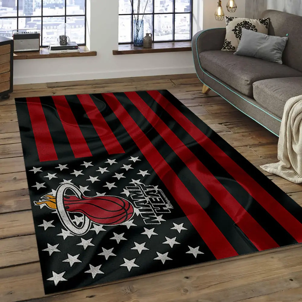 Miami Heat Area Rug, NBA Floor Decor, Non-Slip for Basketball Fans 289815