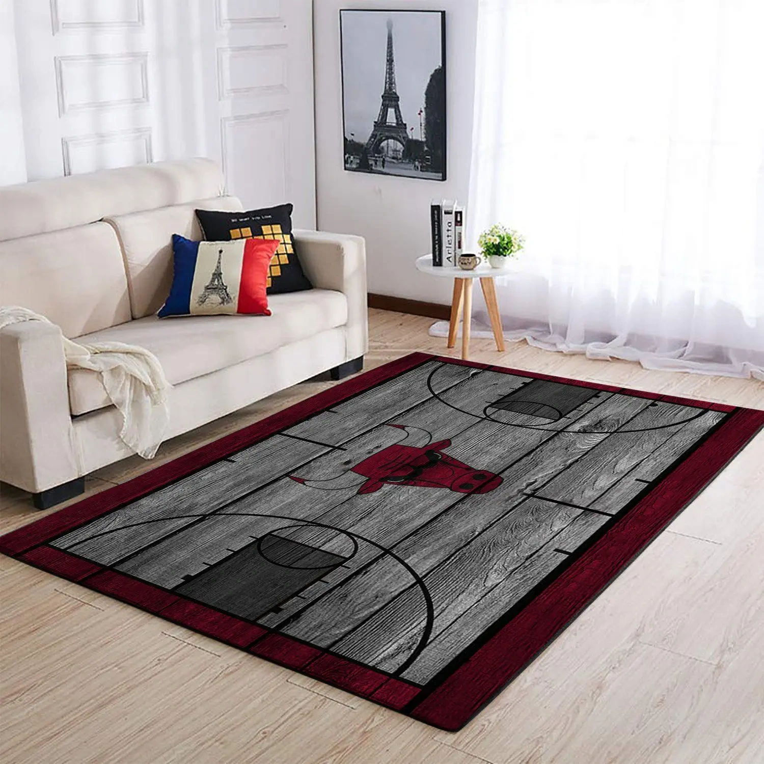 Chicago Bulls Court Area Rug, NBA Floor Decor, Non-Slip for Basketball Fans 2891282