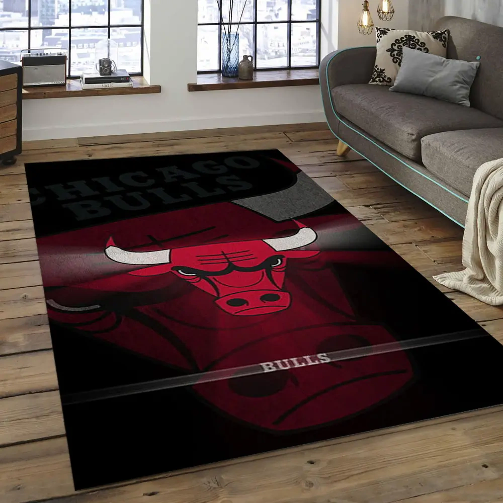 Chicago Bulls Area Rug, NBA Floor Decor, Non-Slip for Basketball Fans 289736