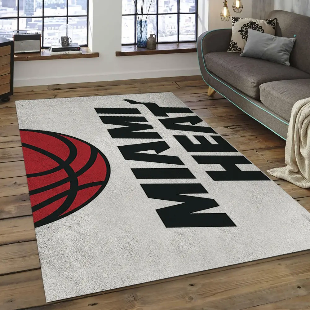 Miami Heat Area Rug, NBA Floor Decor, Non-Slip for Basketball Fans 289814