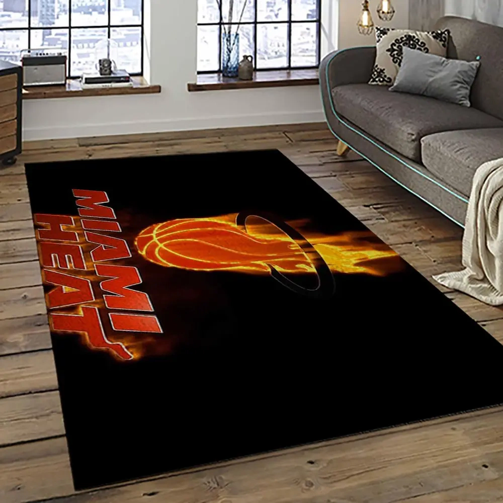 Miami Heat Area Rug, NBA Floor Decor, Non-Slip for Basketball Fans 289209