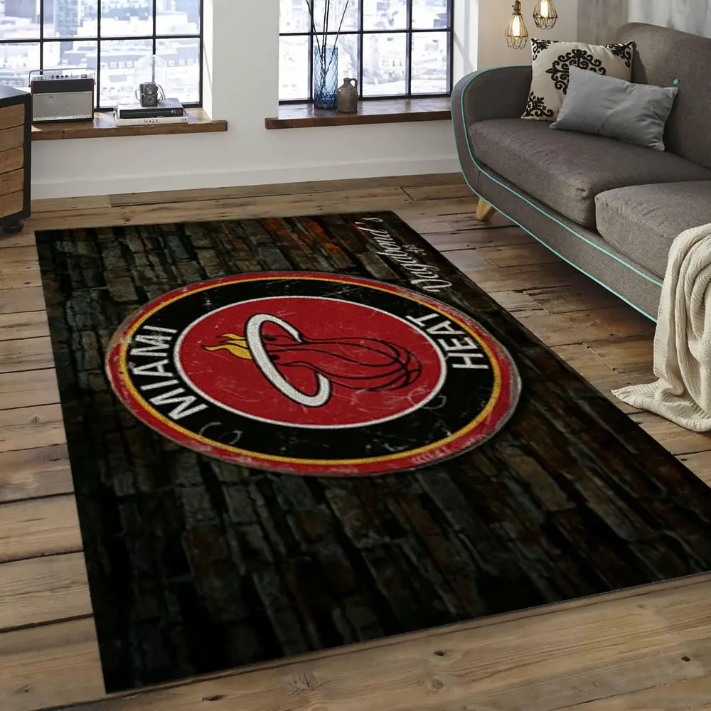 Miami Heat Area Rug, NBA Floor Decor, Non-Slip for Basketball Fans 289803