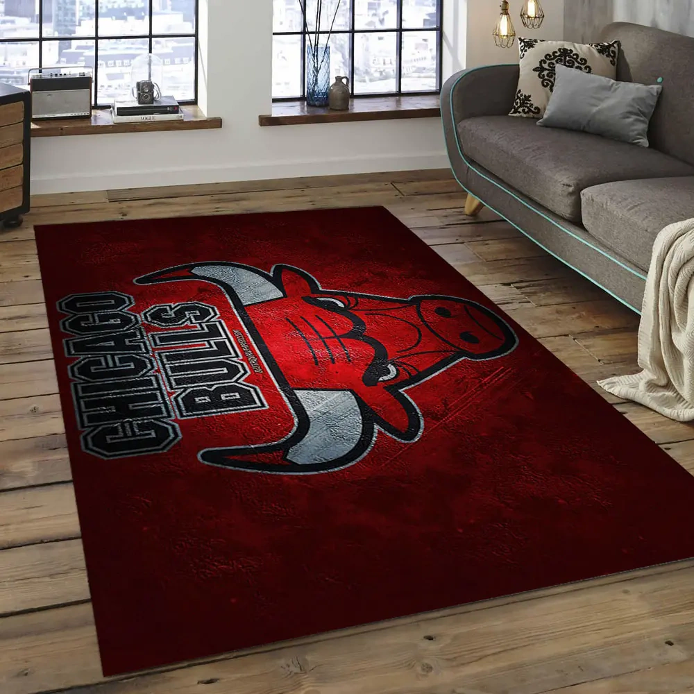 Chicago Bulls Area Rug, NBA Floor Decor, Non-Slip for Basketball Fans 289735