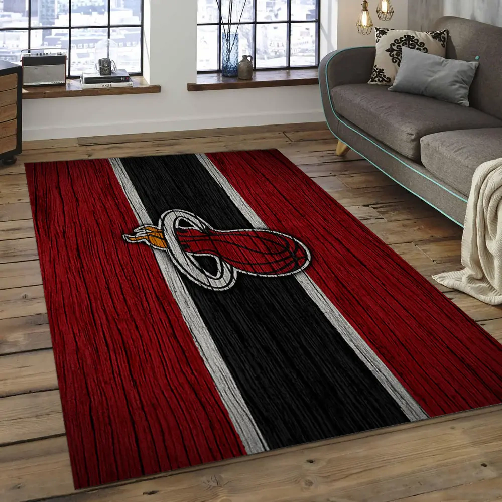 Miami Heat Area Rug, NBA Floor Decor, Non-Slip for Basketball Fans 289812