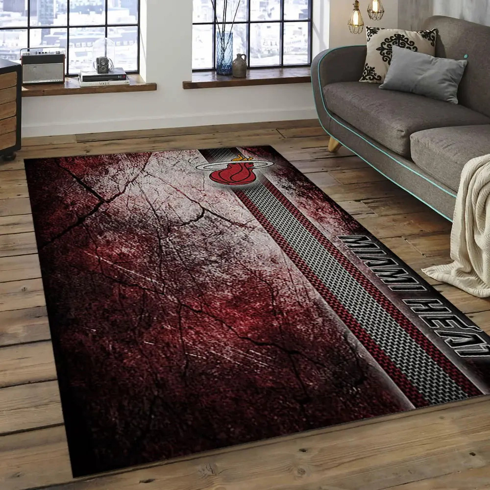 Miami Heat Area Rug, NBA Floor Decor, Non-Slip for Basketball Fans 289823