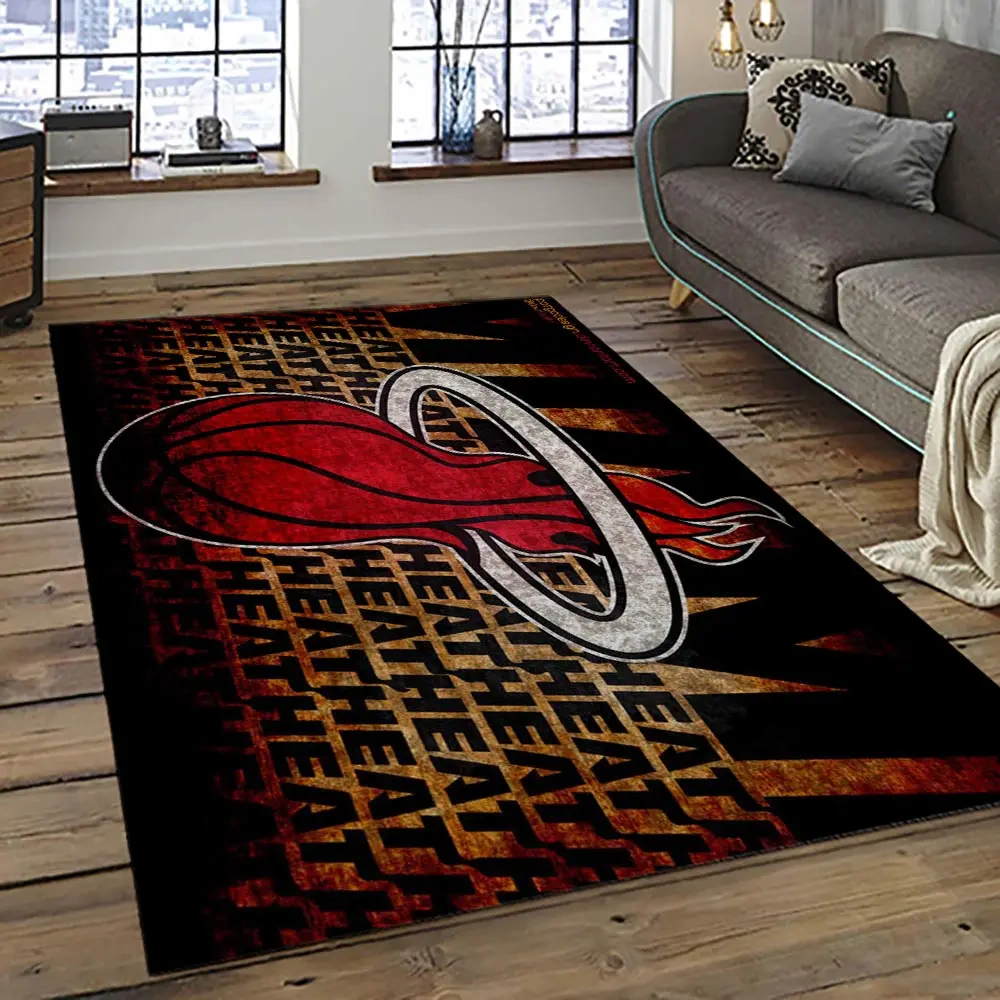 Miami Heat Area Rug, NBA Floor Decor, Non-Slip for Basketball Fans 289205