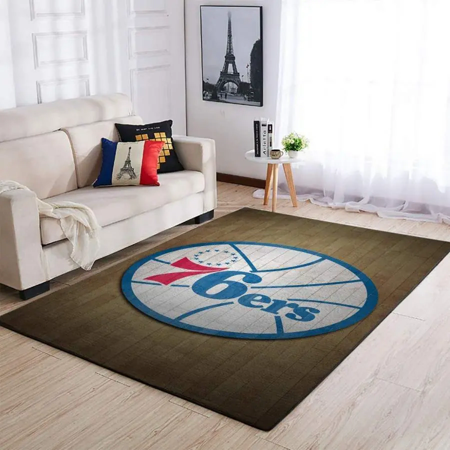 Philadelphia 76ers Area Rug, NBA Floor Decor, Non-Slip for Basketball Fans 2891189