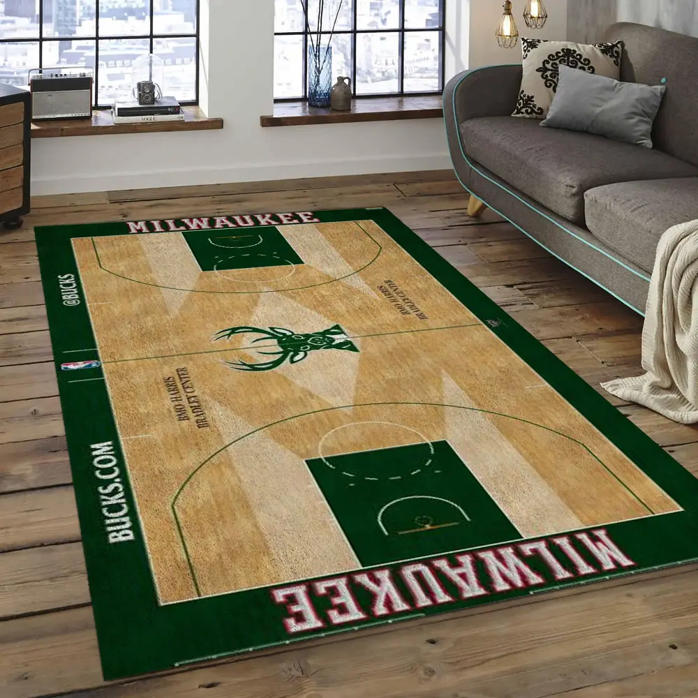 Milwaukee Bucks Area Rug, NBA Floor Decor, Non-Slip for Basketball Fans 2891001